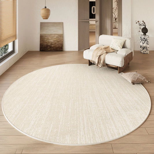 Wabi-Sabi Cream Round Waterproof Non-Slip Area Rug