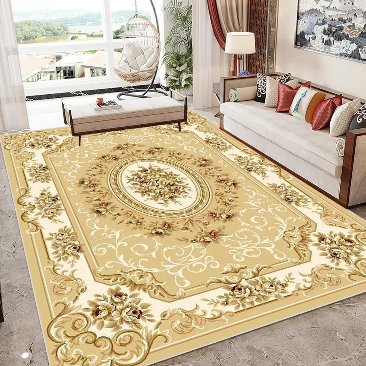 European Style Luxury Large Area Living Room Carpet Soft Home Decor Bedroom Sofa Floor Mat Custom Rug