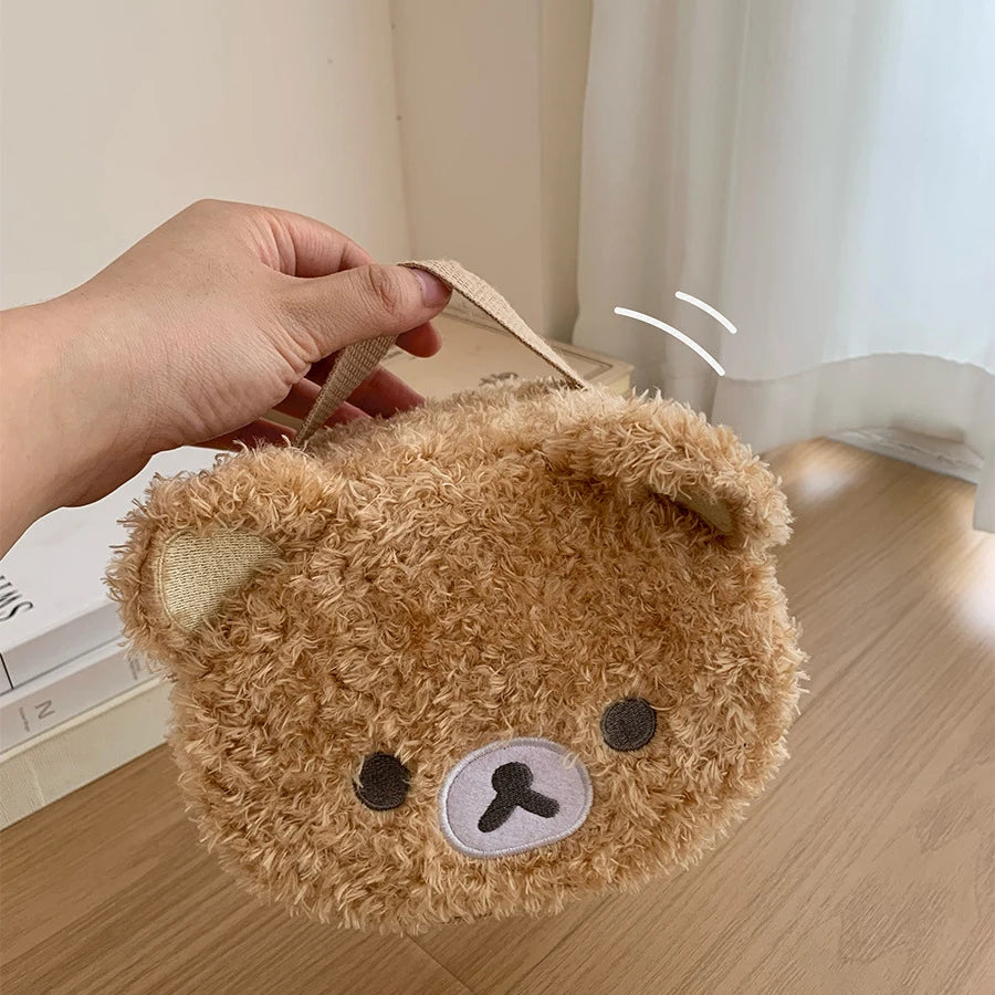 Relaxed Bear Plush Cosmetic Bag Jewelry Storage Pouch