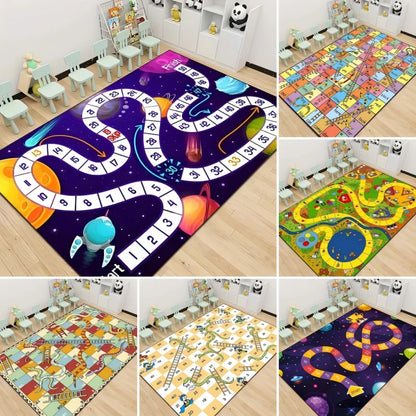 Snakes and Ladders Game Pattern Area Rug