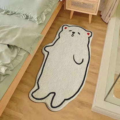 Cartoon Cashmere-Style Carpet Soft Non-Slip Washable Quick-Dry Living Room Bedroom Bedside Floor Mat Home Decor