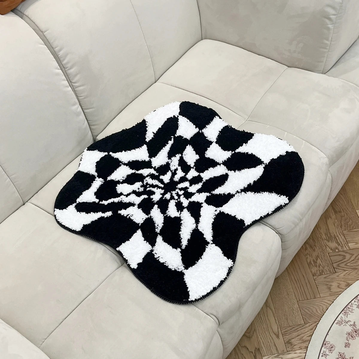 Abstract 3D Checkered Cloud Tufted Rug