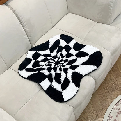 Abstract 3D Checkered Cloud Tufted Rug