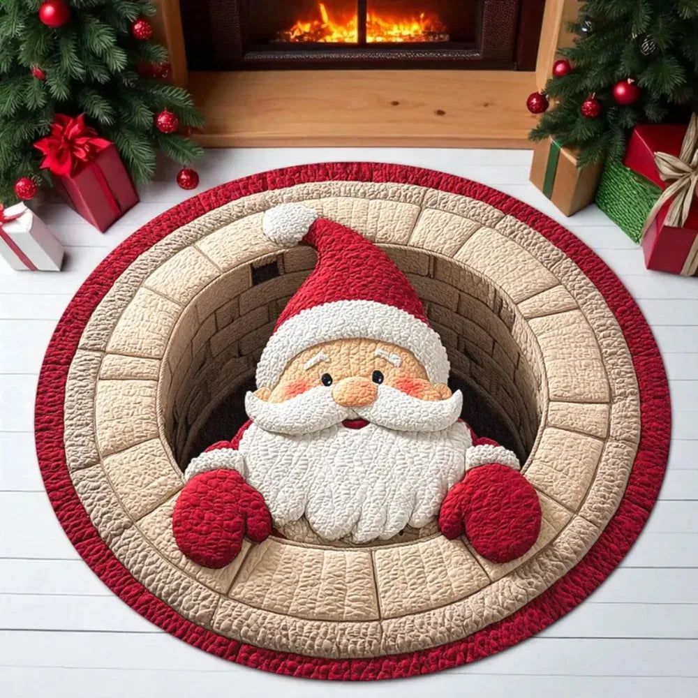 Christmas Santa Printed Rug Welcome Indoor Santa Claus Christmas Rug Door Mat Winter Home Decor Living Room Floor Decoration