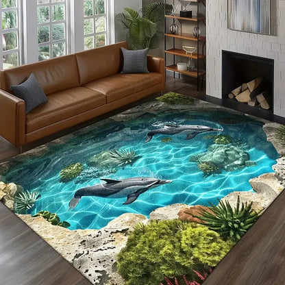 VIKAMA 3D Swimming Pool Fish Pond Non-Slip Area Rug