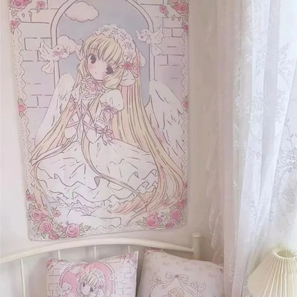 VIKAMA Angel Rose Aesthetic Wall Tapestry