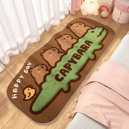 Cute Capybara Cashmere Bedside Rug
