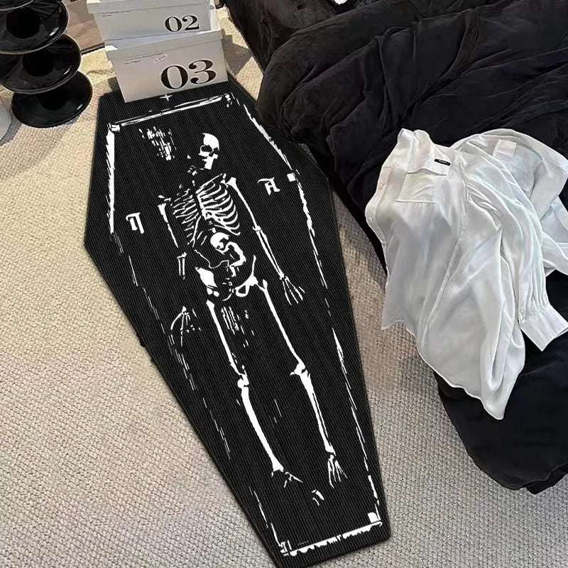 VIKAMA Halloween Gothic Skull Vampire Rug Bedroom Living Room Entrance Mat Home Decor