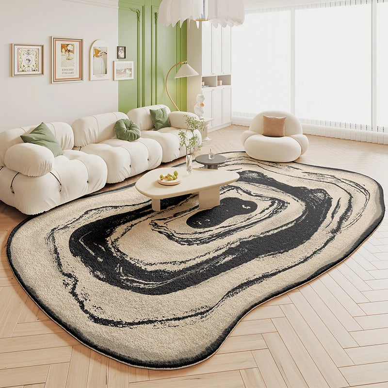 VIKAMA Green Irregular Plush Carpet Cream Style Living Room Bedroom Bedside Floor Mat Home Decor