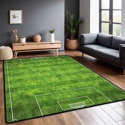 Football Field Rug Large Foldable Non-Slip Play Mat Kids Soccer Carpet Machine Washable Living Room Bedroom Home Decor