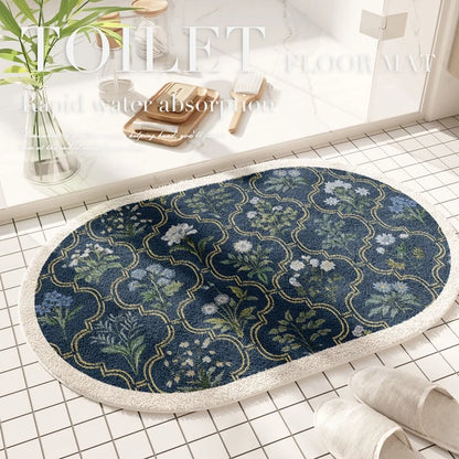 Fresh American Floral Bathroom Absorbent Non-Slip Door Floor Mat