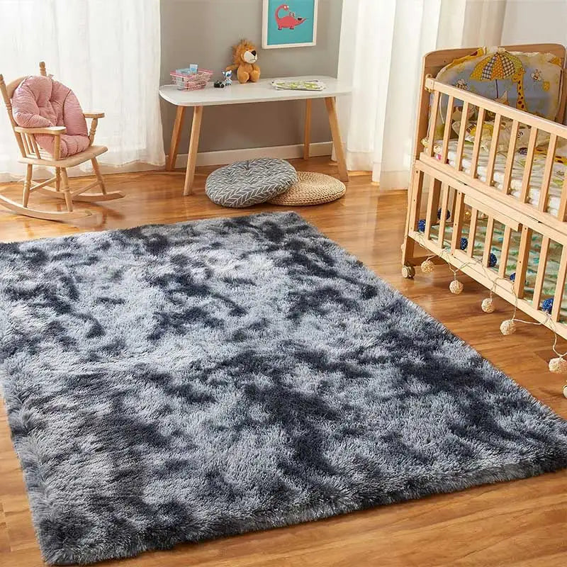 FORSWAN Gray Plush Velvet Area Rug