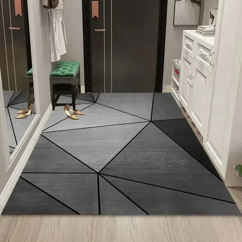 Geometric Crystal Pile Rug Non-Slip Bedroom Living Room Office Entrance Carpet