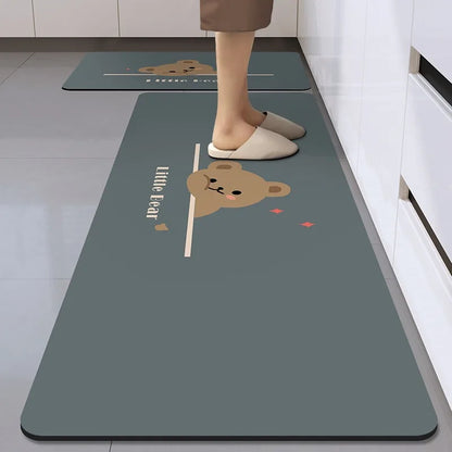 Long diatom mud oil-proof washable kitchen mat