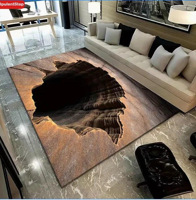3D dark stone hole illusion floor mat