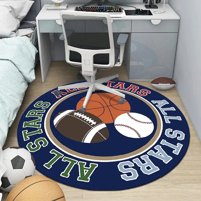 Sports Ball “All Stars” Round Rug