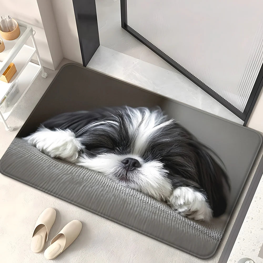 VIKAMA Shih Tzu Doormat Washable Pet Rug Bedroom Living Room Entryway Decor