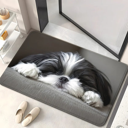 VIKAMA Shih Tzu Doormat Washable Pet Rug Bedroom Living Room Entryway Decor