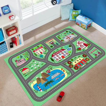 VIKAMA Kids Car Track Play Rug