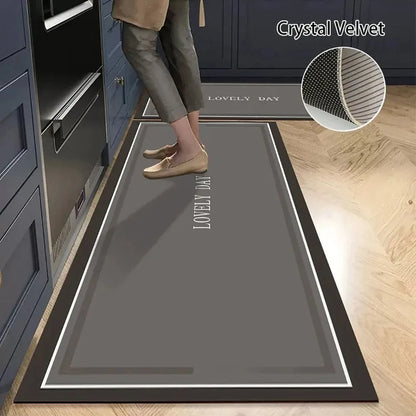 Non-Slip Kitchen Mat Long Crystal Velvet Rug Absorbent Foot Mat Bedroom Living Room Doormat Small Carpet Home Decor