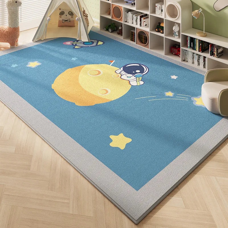 VIKAMA Crystal Pile Kids World Map Space Rug Non-Slip Washable Playmat