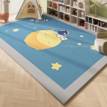 VIKAMA Crystal Pile Kids World Map Space Rug Non-Slip Washable Playmat