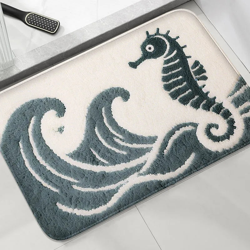 Underwater World Bathroom Mat Absorbent Non-Slip Toilet Rug Soft Comfortable Door Floor Carpet Home Decor