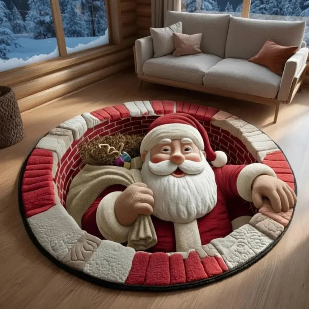 Christmas Santa Printed Rug Welcome Indoor Santa Claus Christmas Rug Door Mat Winter Home Decor Living Room Floor Decoration