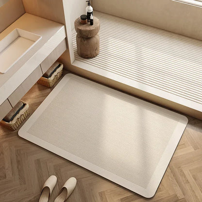 Absorbent non-slip diatom bath rug