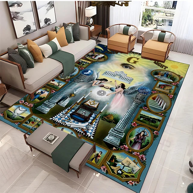 Freemasonry Symbol Non-Slip Area Rug