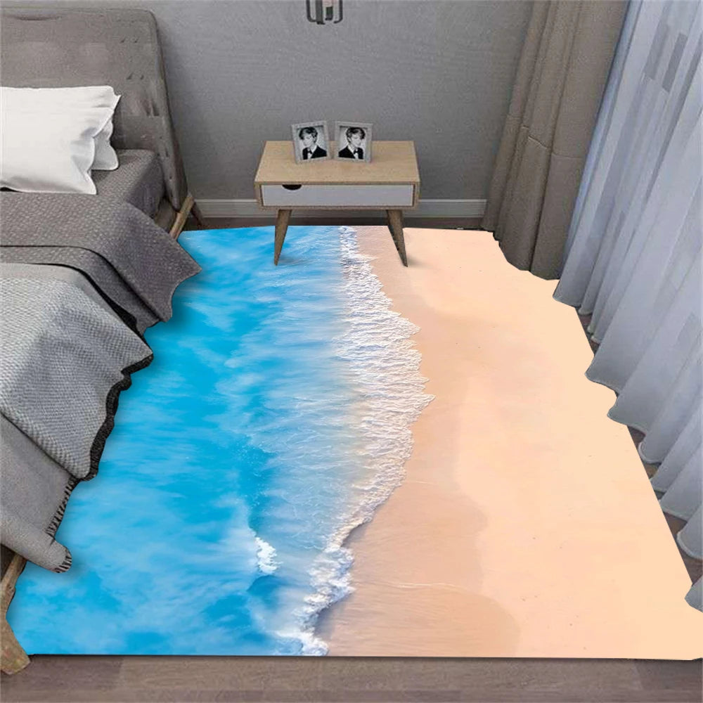 Summer Beach Shell Wave Area Rug