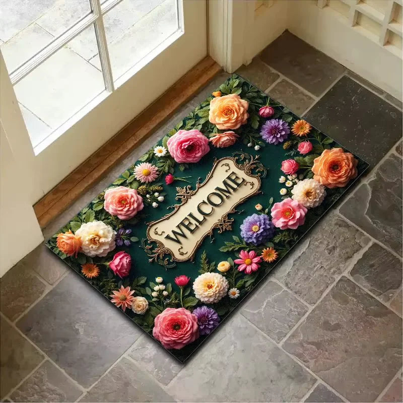 VIKAMA Summer Retro Non-Slip Door Mat Indoor Outdoor Bathroom Floor Rug Home Decor