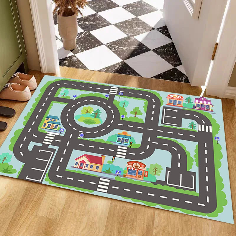 VIKAMA Kids Parking Lot Road Track Rug Boys Car Play Mat