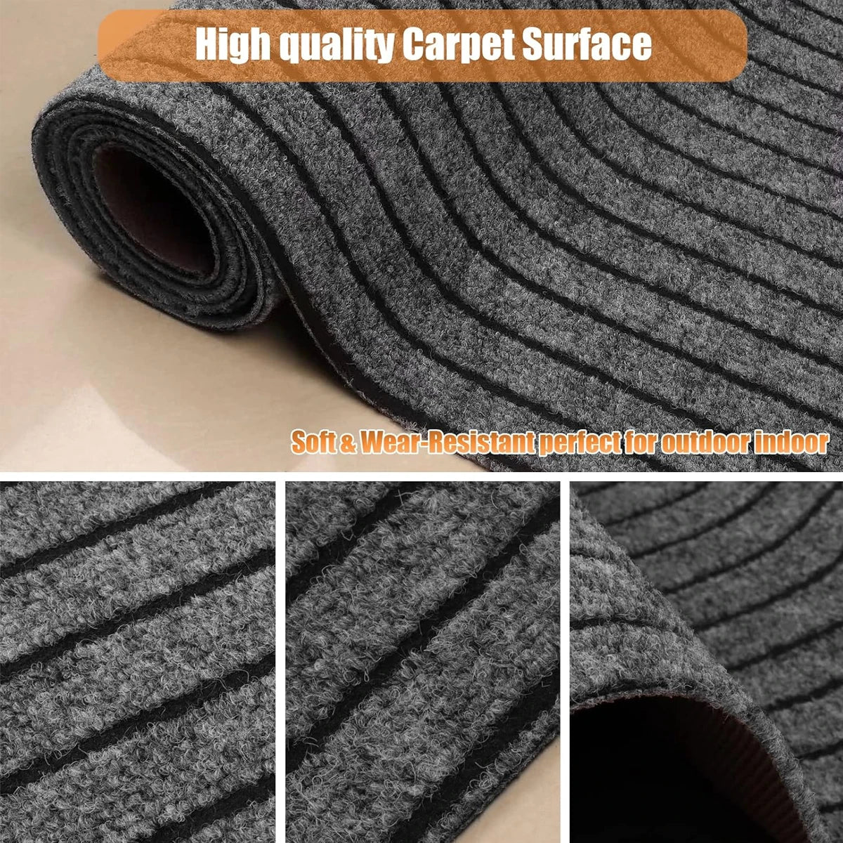 Non-slip striped kitchen and hallway mat