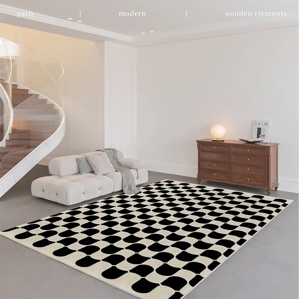 Retro Checkerboard Fluffy Plush Area Rug
