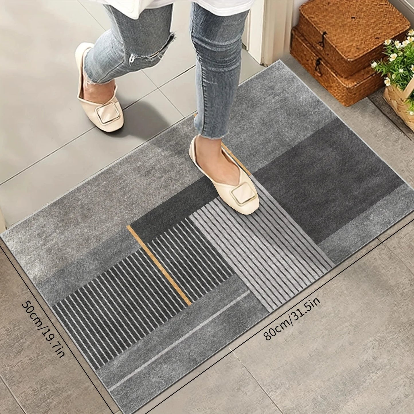 VIKAMA Minimalist Geometric Easy-Care Area Rug
