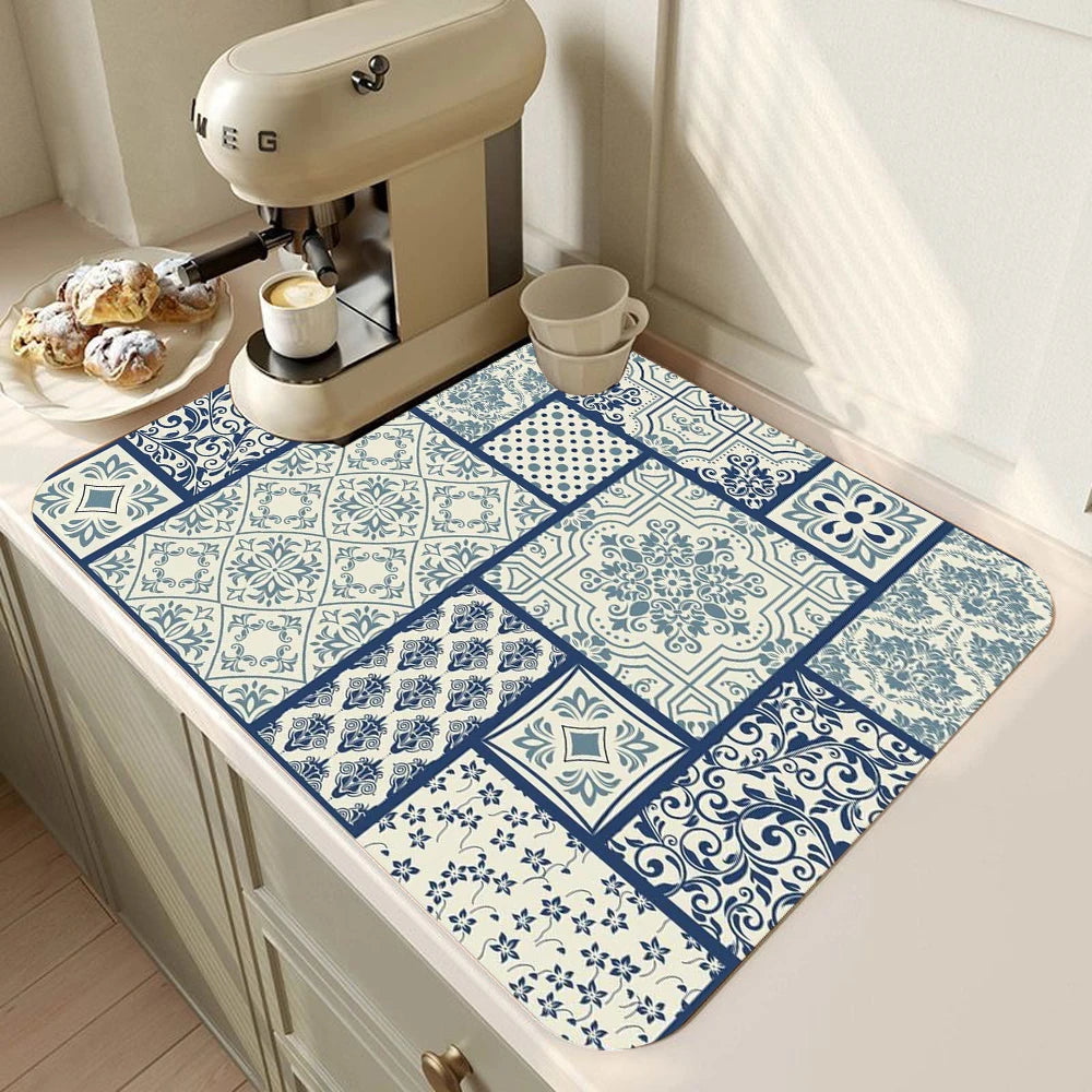 Retro Kitchen Absorbent Counter Mat