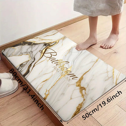 VIKAMA Marble Bath Mat Non-Slip Bathroom Kitchen Door Rug Home Decor