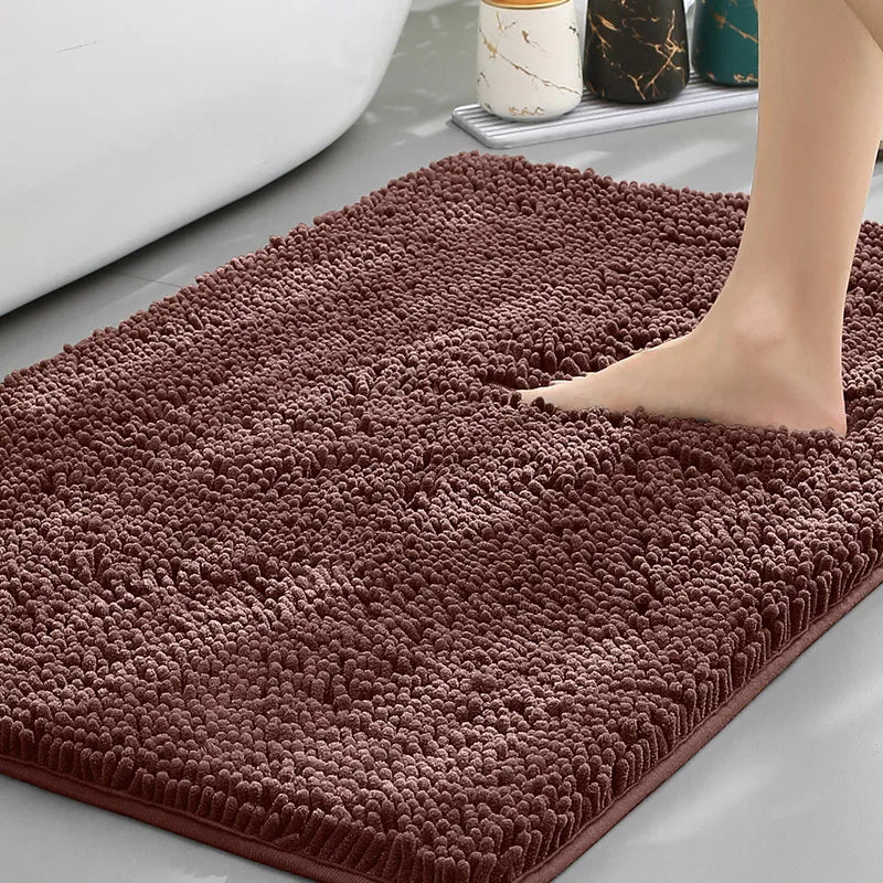 Cheap Chenille Bathroom Mat Absorbent Non-Slip Carpet Bathtub Living Room Door Rug Home Decor