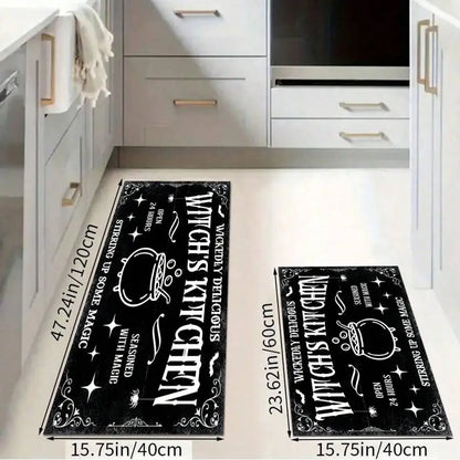 VIKAMA Halloween Kitchen Rug Witch Non-Slip Gothic Doormat Laundry Hallway Floor Mat