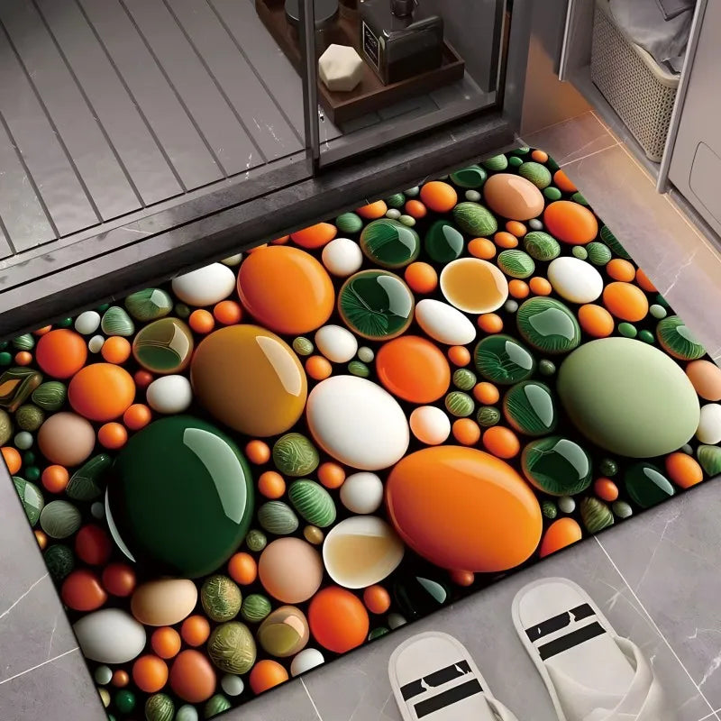 VIKAMA Pebble Facecloth Mat Non-Slip Bathroom Living Room Entrance Rug Home Decor