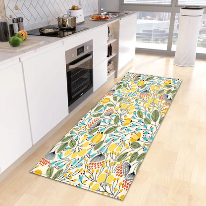 Tropical leaves non-slip washable kitchen mat