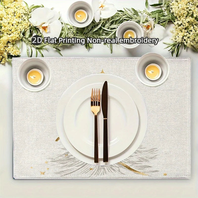 VIKAMA 4pcs Christmas Tree Placemat Christmas Day Decoration Home Restaurant Table Decoration Placemat