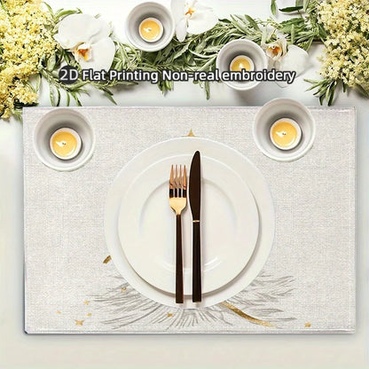 VIKAMA 4pcs Christmas Tree Placemat Christmas Day Decoration Home Restaurant Table Decoration Placemat