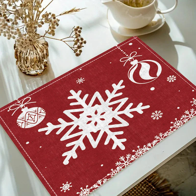 Christmas reindeer linen placemat table mat