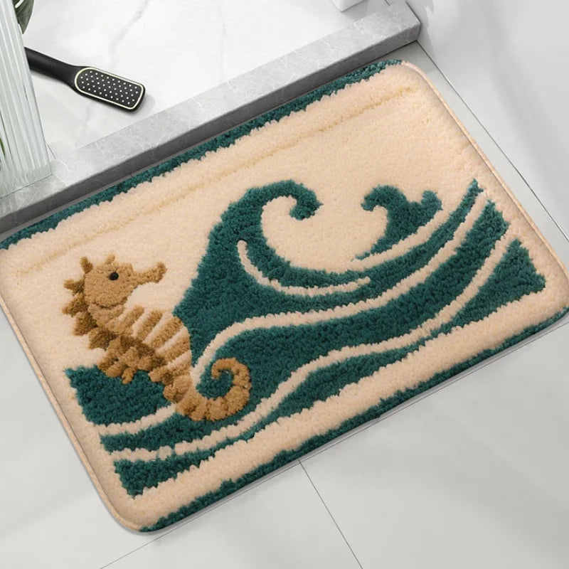 Cartoon Animal Bathroom Mat Soft Absorbent Non-Slip Floor Rug Shower Room Toilet Carpet Home Decor