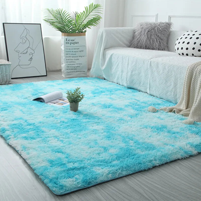 VIKAMA Silk Tie-Dye Plush Non-Slip Area Rug