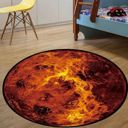 VIKAMA Earth & Moon Flannel Round Area Rug