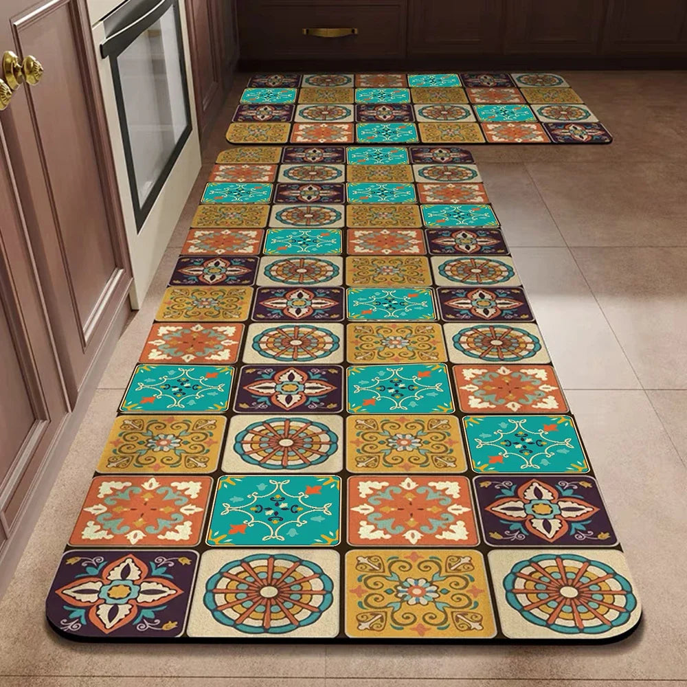 VIKAMA Kitchen Oil-Resistant Floor Mat Absorbent Quick-Dry Non-Slip Bathroom Doormat