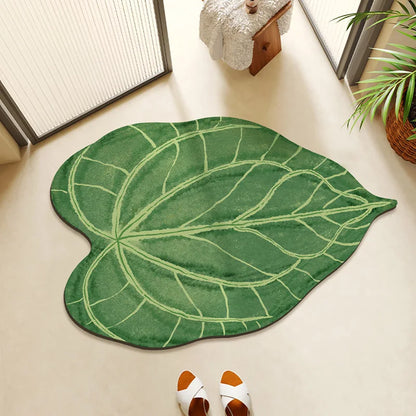 VIKAMA Green Leaf Absorbent Non-Slip Bathroom Mat